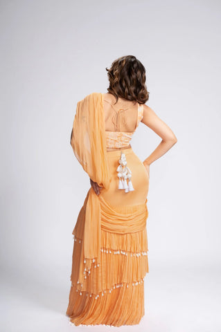 City Of Dreams Embroidered Pre-Draped Saree Set City Of Dreams Embroidered Pre-Draped Saree Set