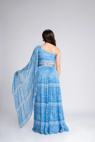 A Day In Mumbai Embroidered Pre-Draped Saree Set A Day In Mumbai Embroidered Pre-Draped Saree Set