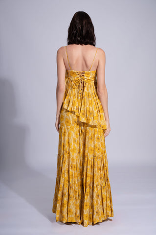 Yellow Hibiscus - Deli Mustard Yellow Embroidered Sharara Set Yellow Hibiscus - Deli Mustard Yellow Embroidered Sharara Set