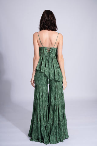 Lush - Woodland Grass Green Embroidered Sharara Set Lush - Woodland Grass Green Embroidered Sharara Set