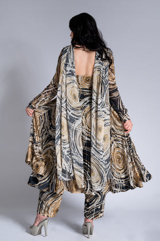 Ripple Effect - Black & Wheat Gold Embroidered Anarkali Ripple Effect - Black & Wheat Gold Embroidered Anarkali