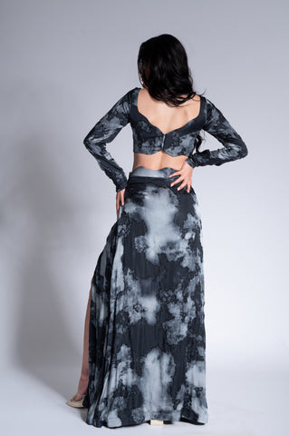 Rainy Sky - Black & Argent Grey Embroidered Lehenga Set Rainy Sky - Black & Argent Grey Embroidered Lehenga Set