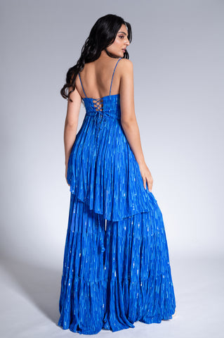 Droplets - Blue & Cyan Embroidered Sharara Set Droplets - Blue & Cyan Embroidered Sharara Set