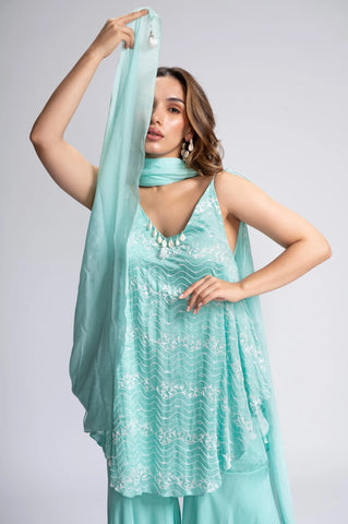 Queen's Necklace Embroidered Sharara Set Queen's Necklace Embroidered Sharara Set
