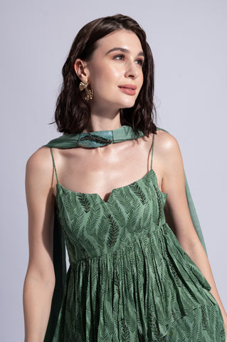 Lush - Woodland Grass Green Embroidered Sharara Set Lush - Woodland Grass Green Embroidered Sharara Set