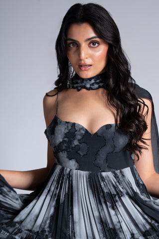 Rainy Sky - Black & Argent Grey Embroidered Anarkali Rainy Sky - Black & Argent Grey Embroidered Anarkali