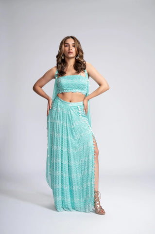 Queen's Necklace Embroidered Lehenga Set Queen's Necklace Embroidered Lehenga Set