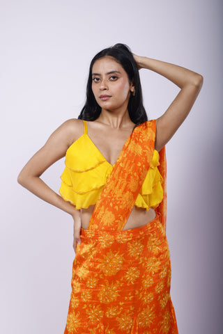 Genda Fool Pre-Draped Saree Set