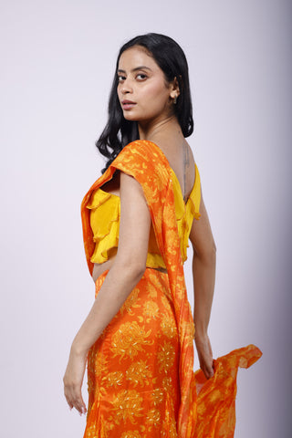 Genda Fool Pre-Draped Saree Set