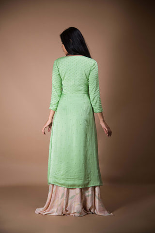 Seafoam Green & Peach Printed Skirt Set