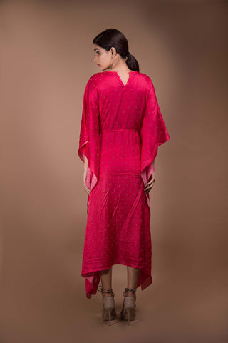 Ruby Red Embroidered Kaftan