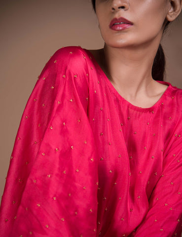Ruby Red Embroidered Kaftan