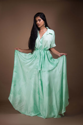 Mint Green Printed Skirt Set